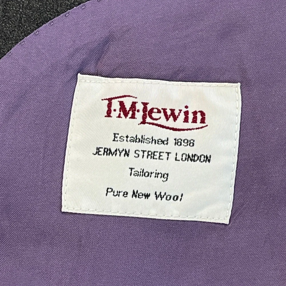 TM Lewin Blazer Mens 40S Gray Merino Wool‎ Super 110s Two Button Double Vent